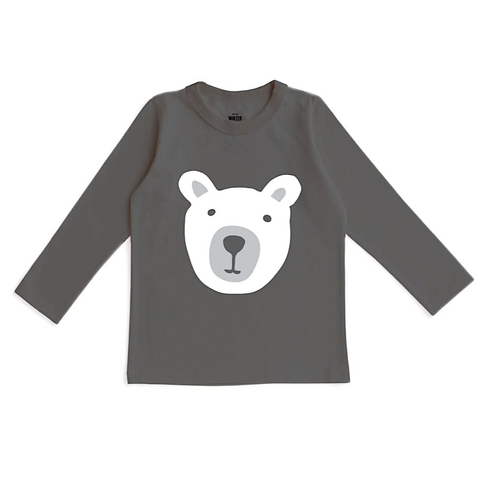 Winter Water Factory Winter Water Factory Long-Sleeve Graphic Tee - Bear Charcoal