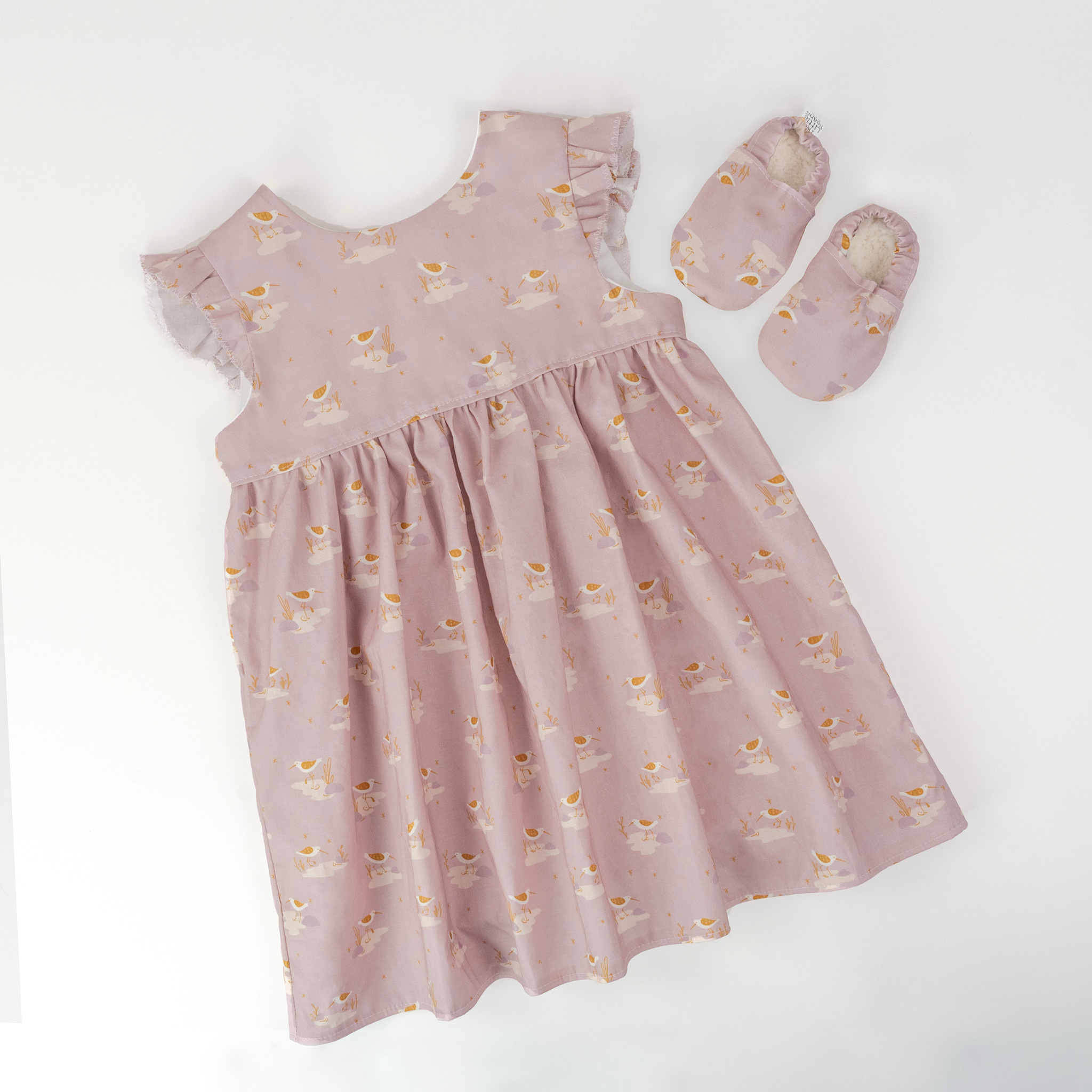 Two Little Beans Ruffle Dress - Sandpipers