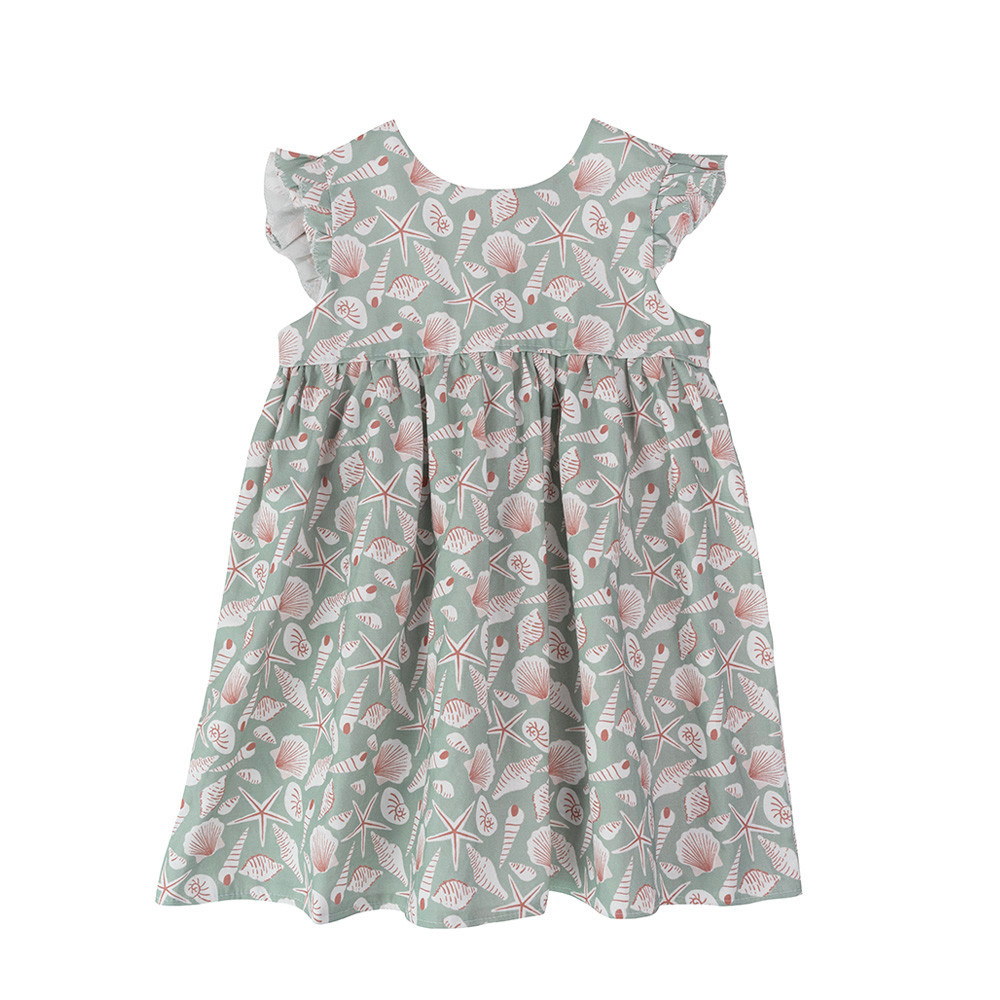 Two Little Beans Ruffle Dress - Sea Shells