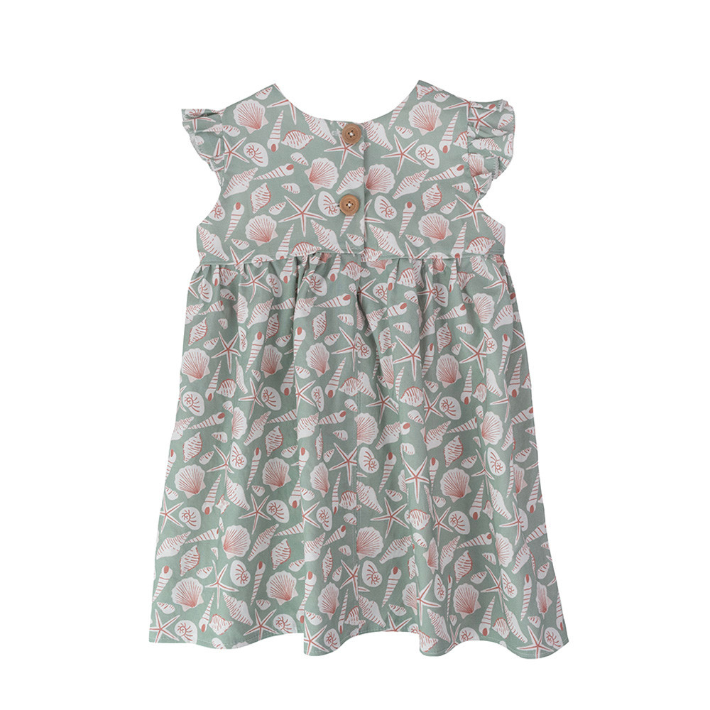Two Little Beans Ruffle Dress - Sea Shells