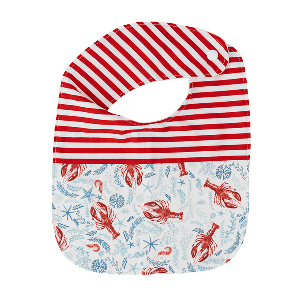Two Little Beans Baby Bib Lobster and Red Stripe