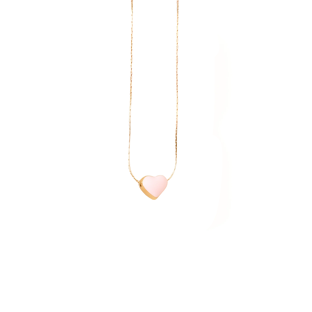 Nest Pretty Things Nest Pretty Things Tiny Pink Heart Gold Filled Necklace 18"