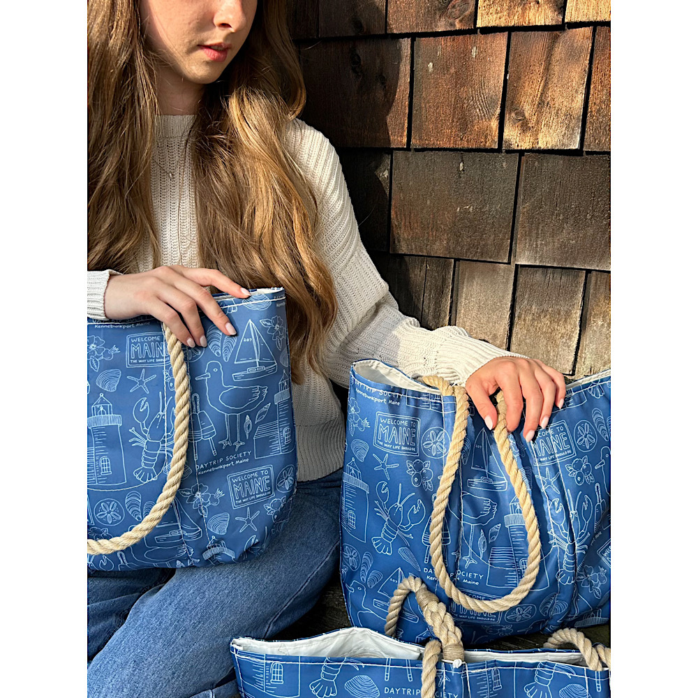 Sea Bags x Daytrip Society - Custom Kennebunkport Icons - Large Tote - Hemp Handle