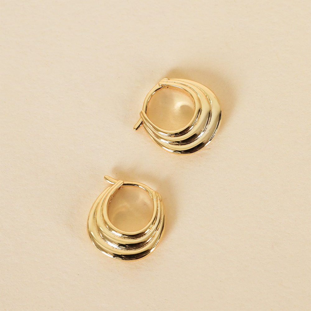 JaxKelly Triple Arch Hoop Earrings - Gold