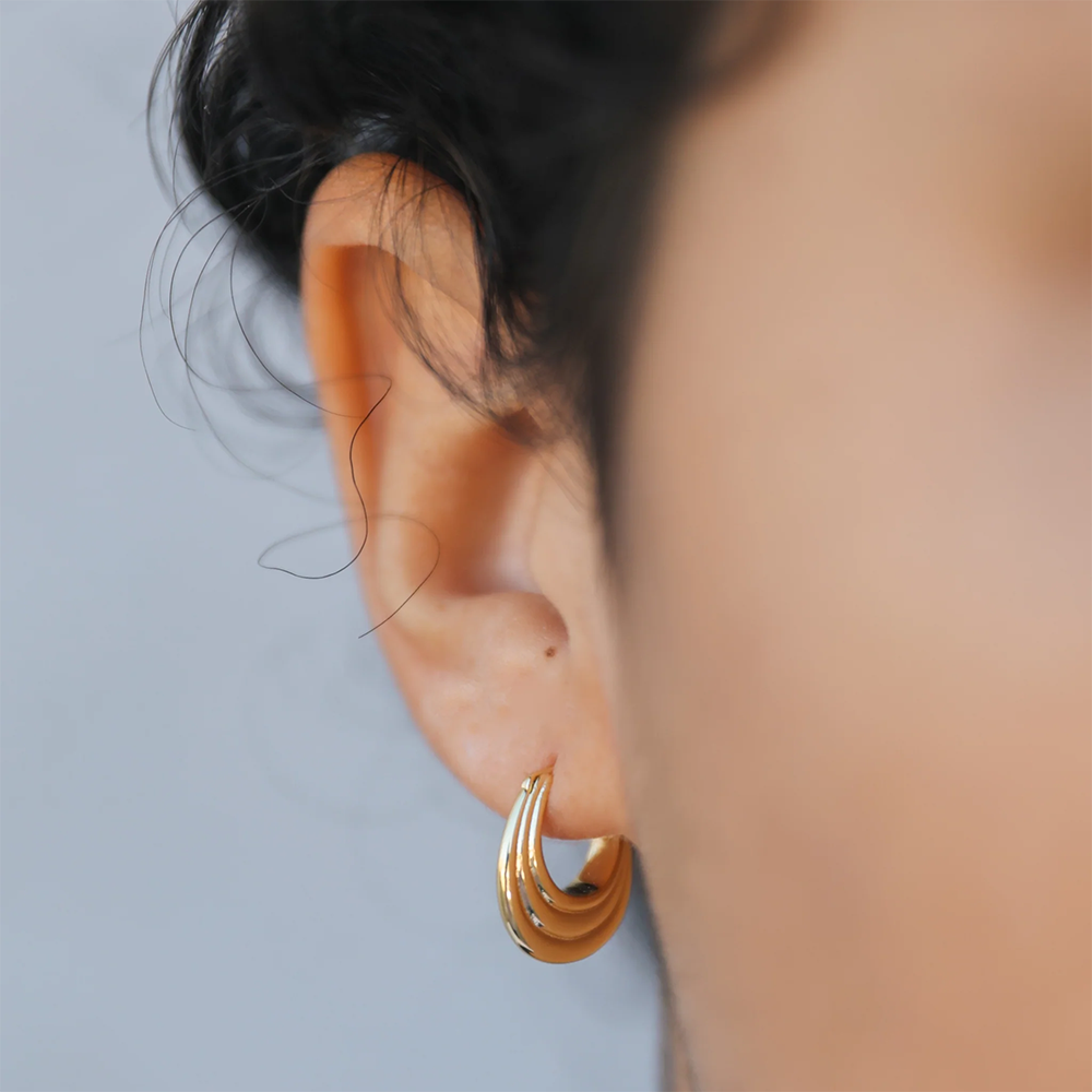 JaxKelly Triple Arch Hoop Earrings - Gold