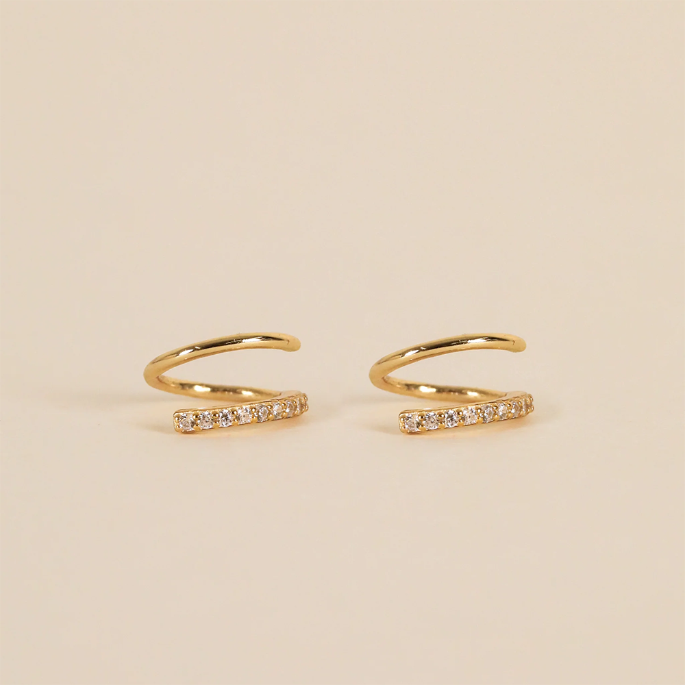 JaxKelly Pave Spiral Earrings - Gold