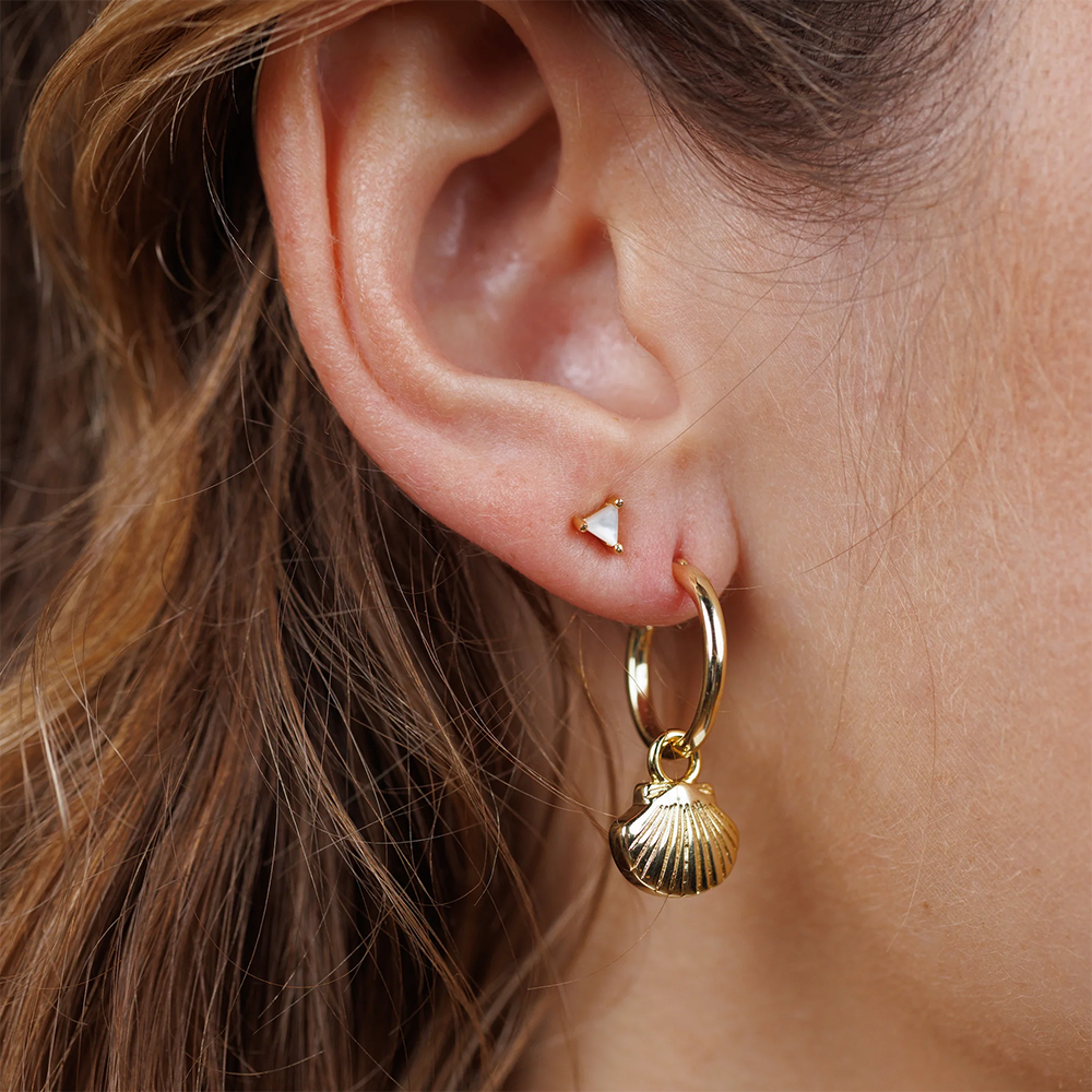 JaxKelly Seashell Hoop Earrings - Gold