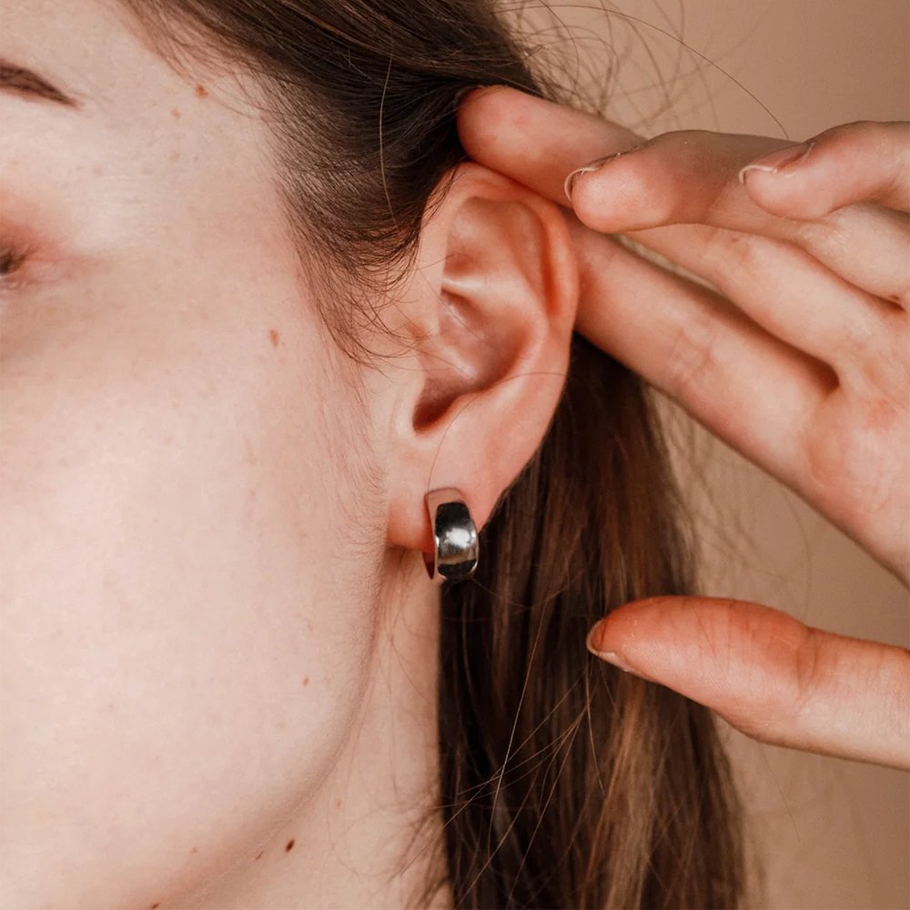 JaxKelly Wide Hoop Earrings - Silver
