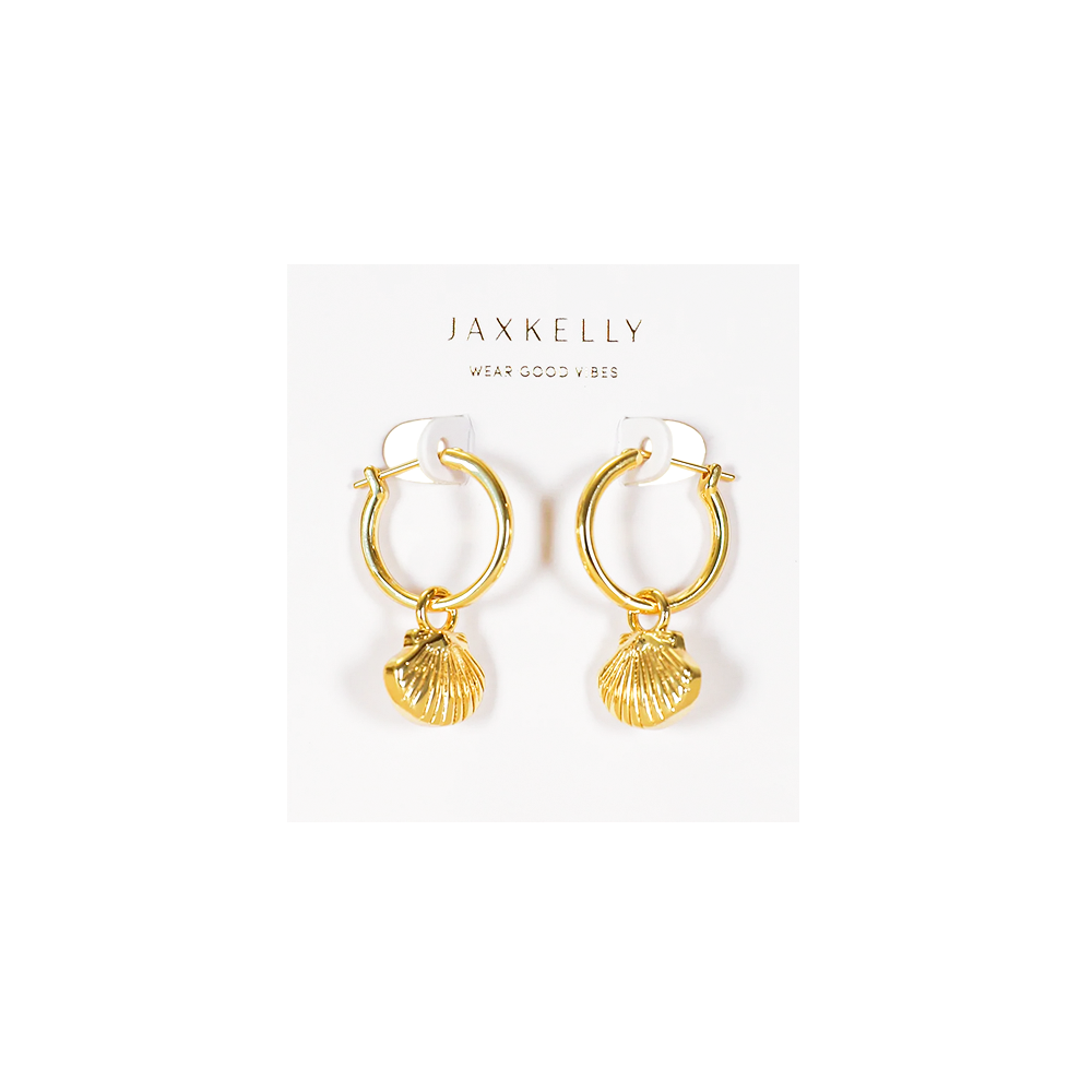 JaxKelly JaxKelly Seashell Hoop Earrings - Gold