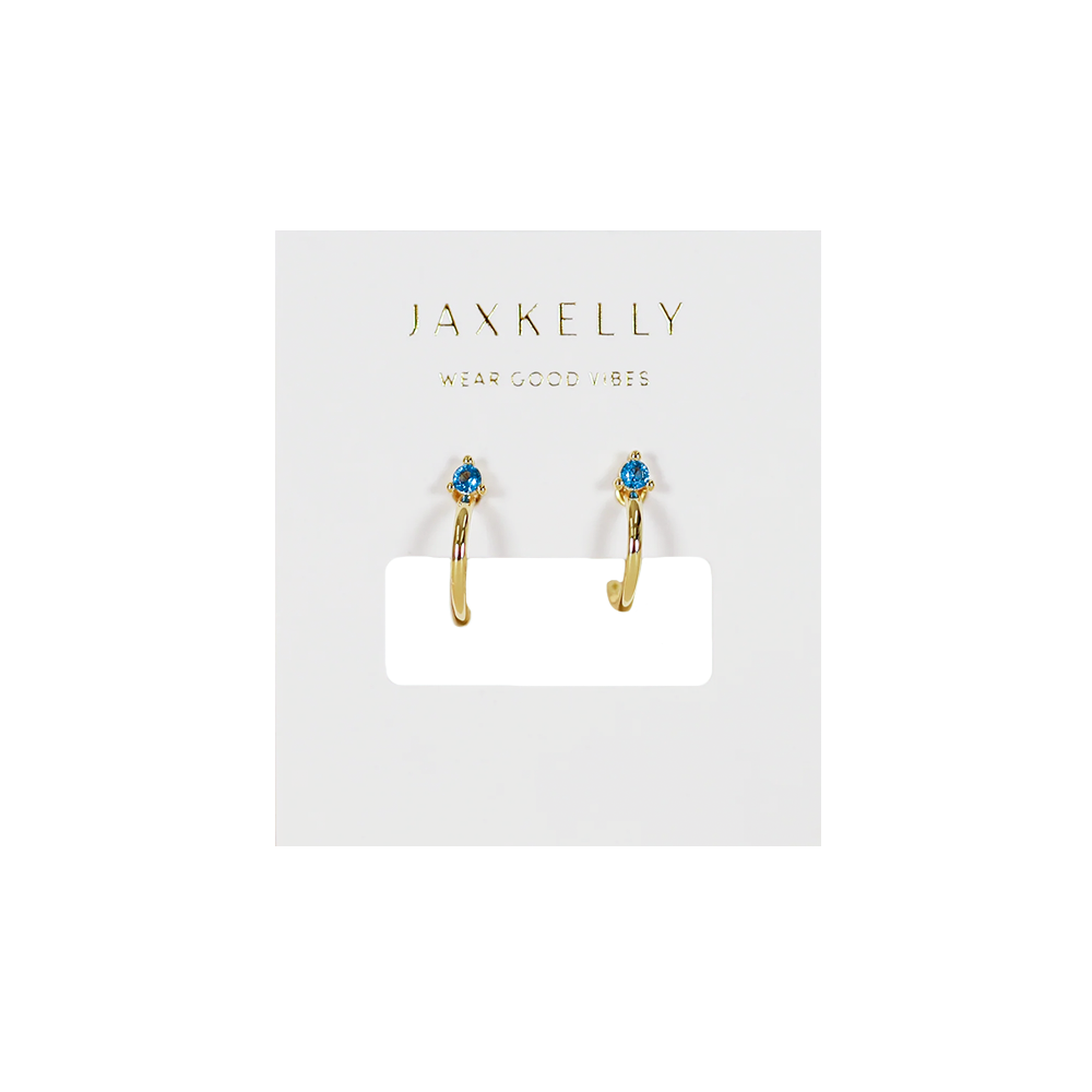 JaxKelly Open Mini Hoop Earrings - Blue Sapphire