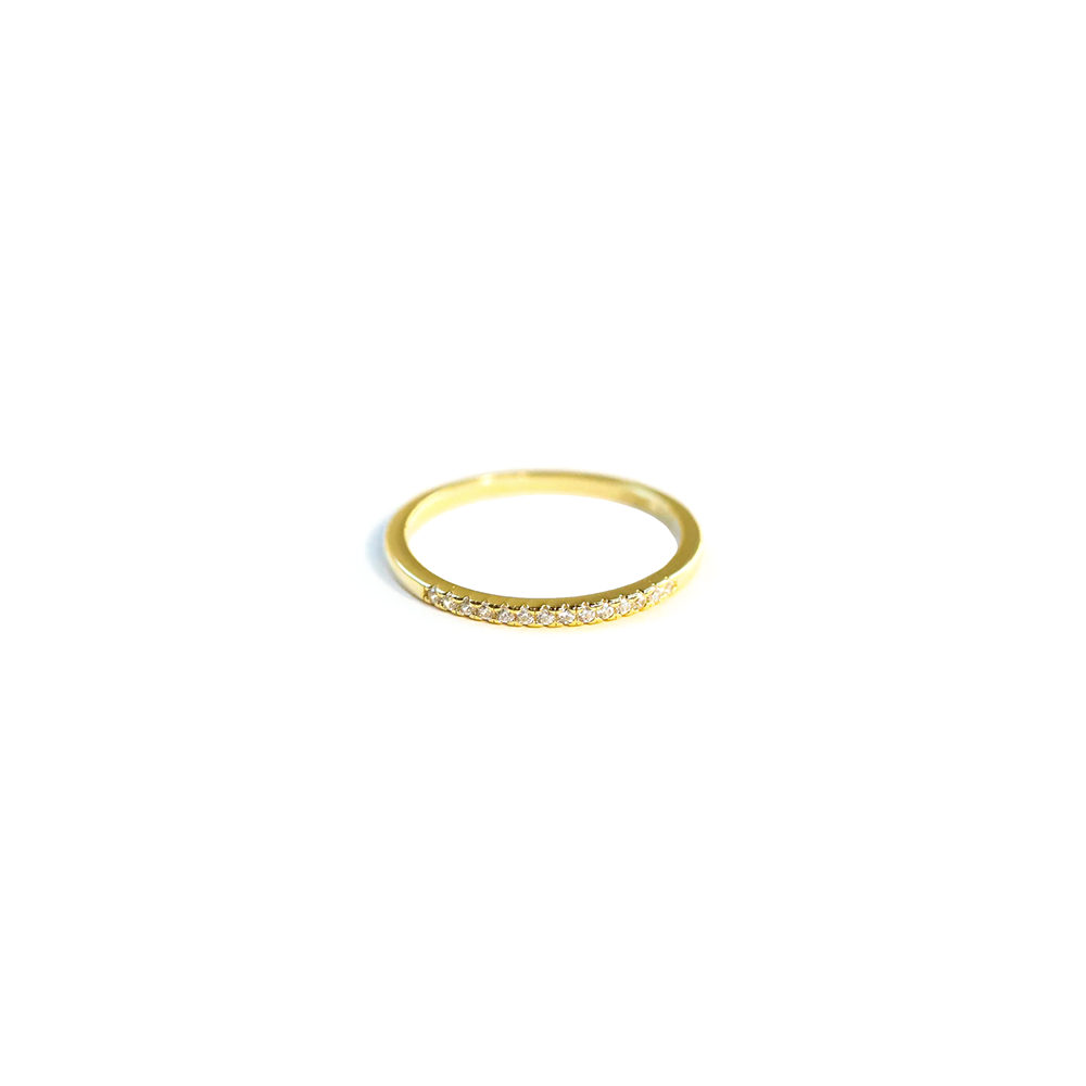 JaxKelly Half Pave Ring - White Cz Gold