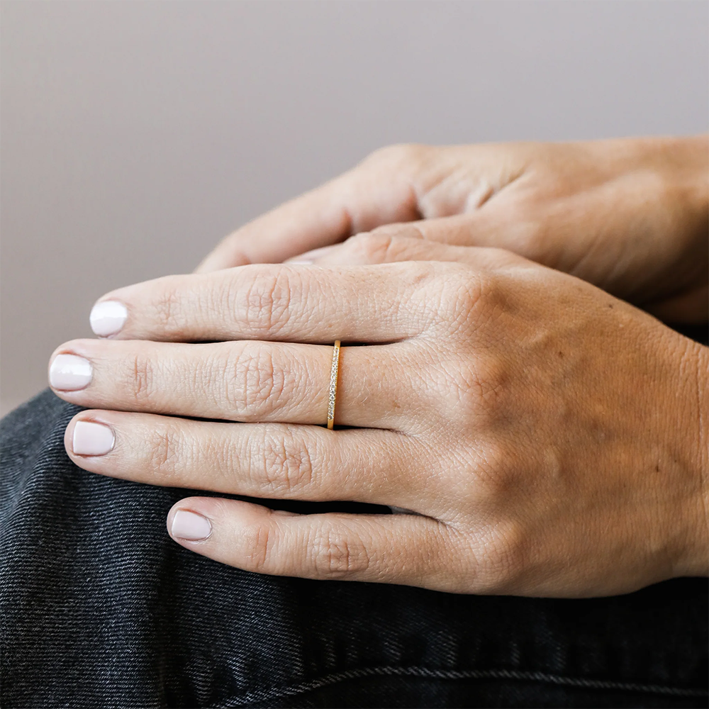 JaxKelly Half Pave Ring - White Cz Gold