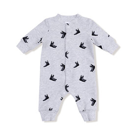 Angel Dear Angel Dear Baseball Collar Romper w/ Front Pocket - Hockey French Terry