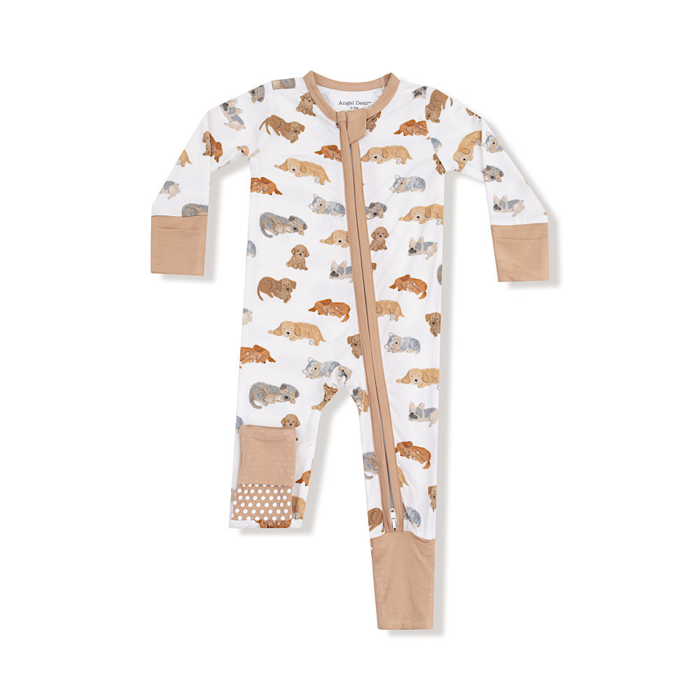 Angel Dear 2 Way Zipper Romper - Napping Puppies