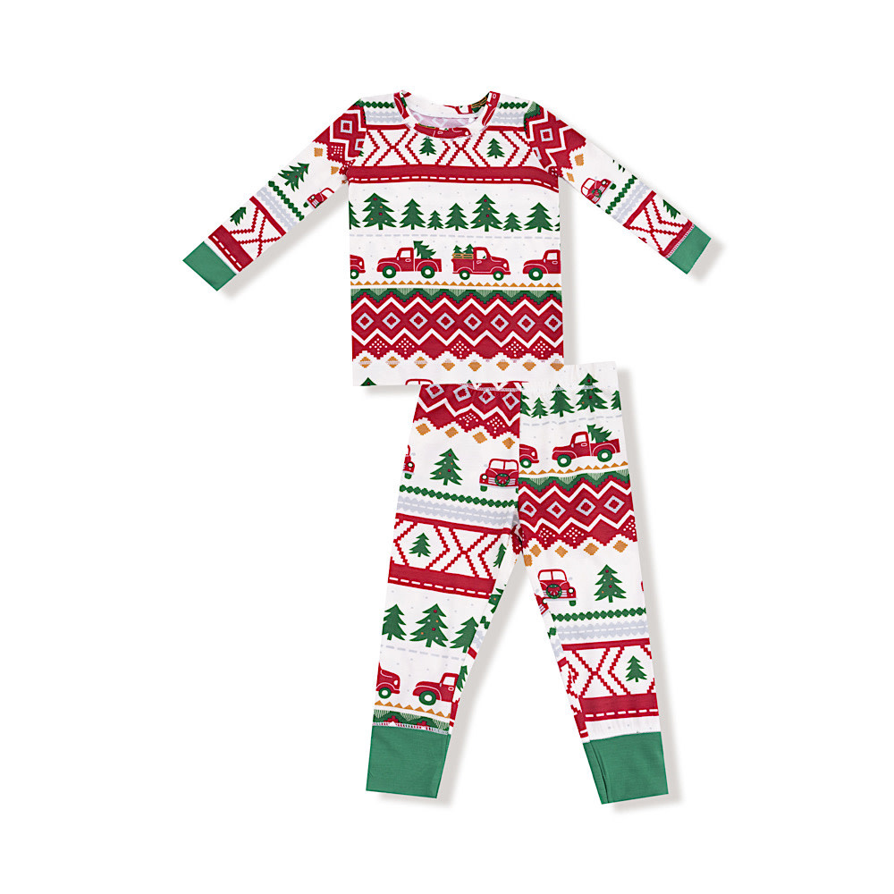 Angel Dear Angel Dear Long Sleeve Loungewear Set - Red Truck Fair Isle