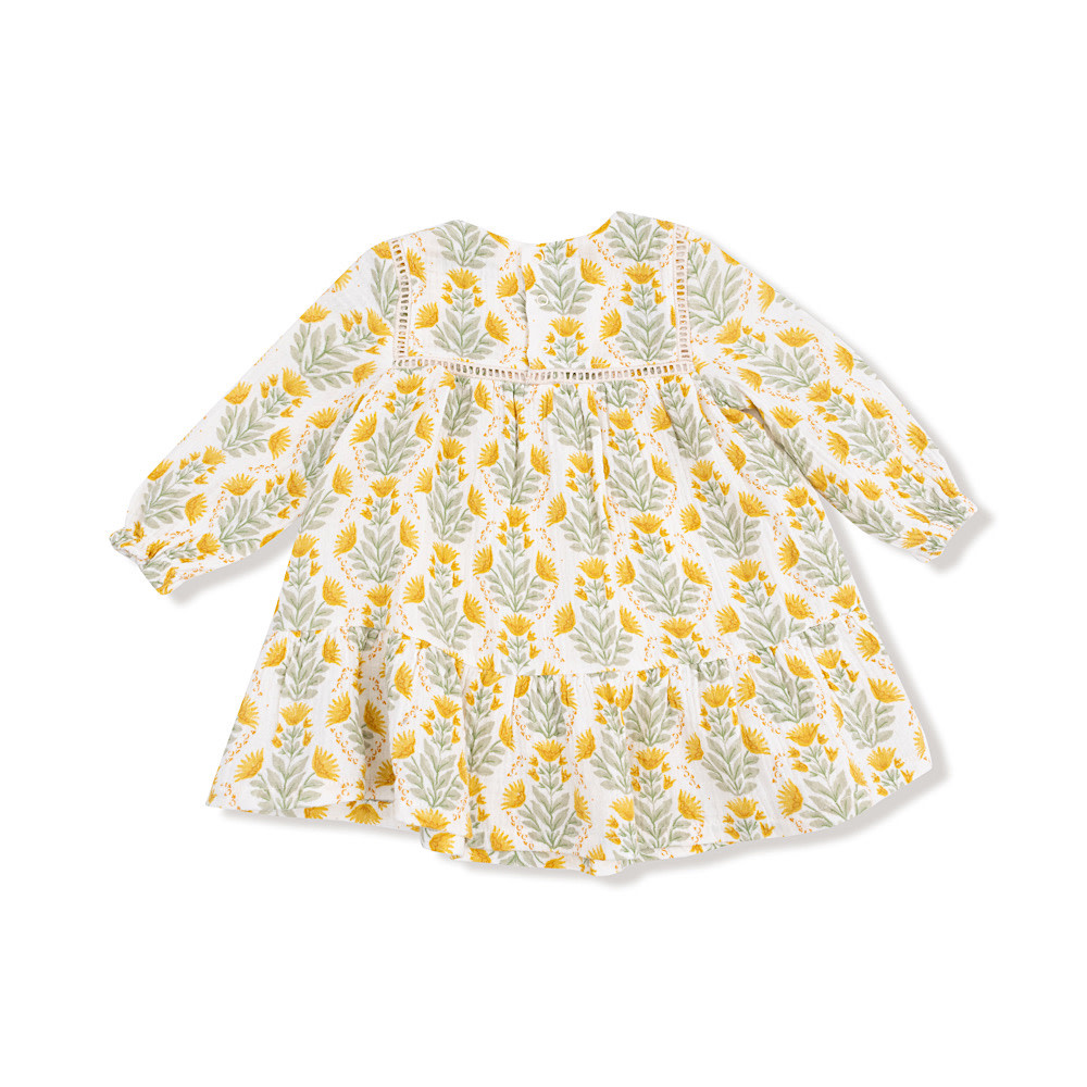 Angel Dear Ladder Trim Dress & Ribbed Leggings - Winter Dandelions