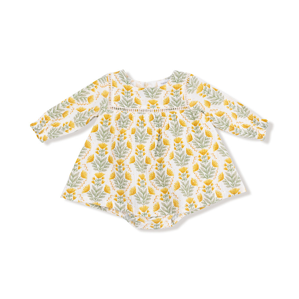 Angel Dear Puffed Long Sleeve Bubble with Skirt & Ladder Trim - Winter Dandelions
