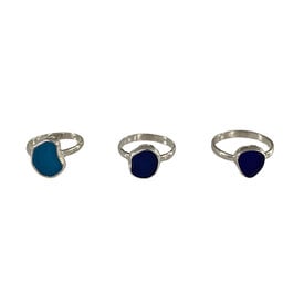 The Salty Gem The Salty Gem Silver Sea Glass Ring - Blue -