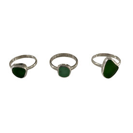 The Salty Gem The Salty Gem Silver Sea Glass Ring - Green -