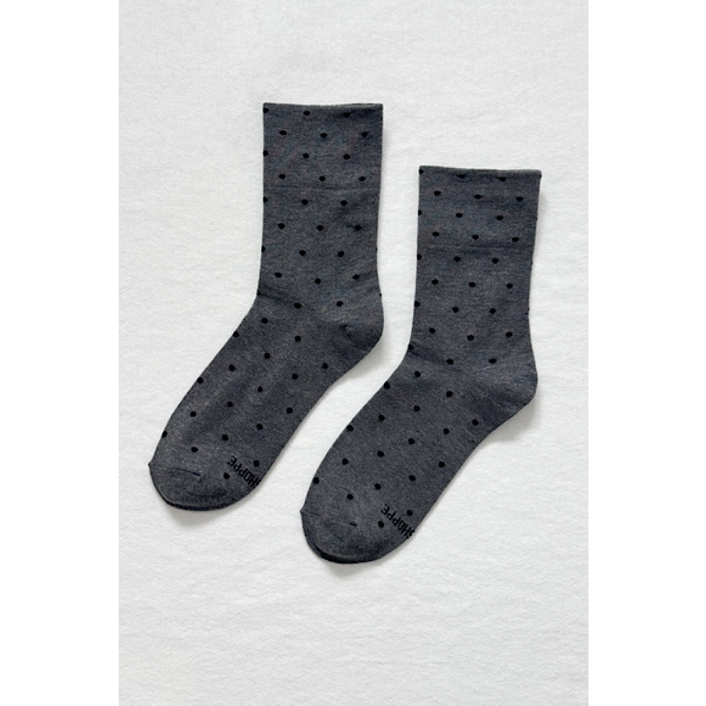Le Bon Shoppe Sneaker Socks - Charcoal/Black Polka Dots
