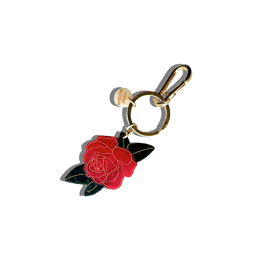 Bag Charm Keychain - Red Rose