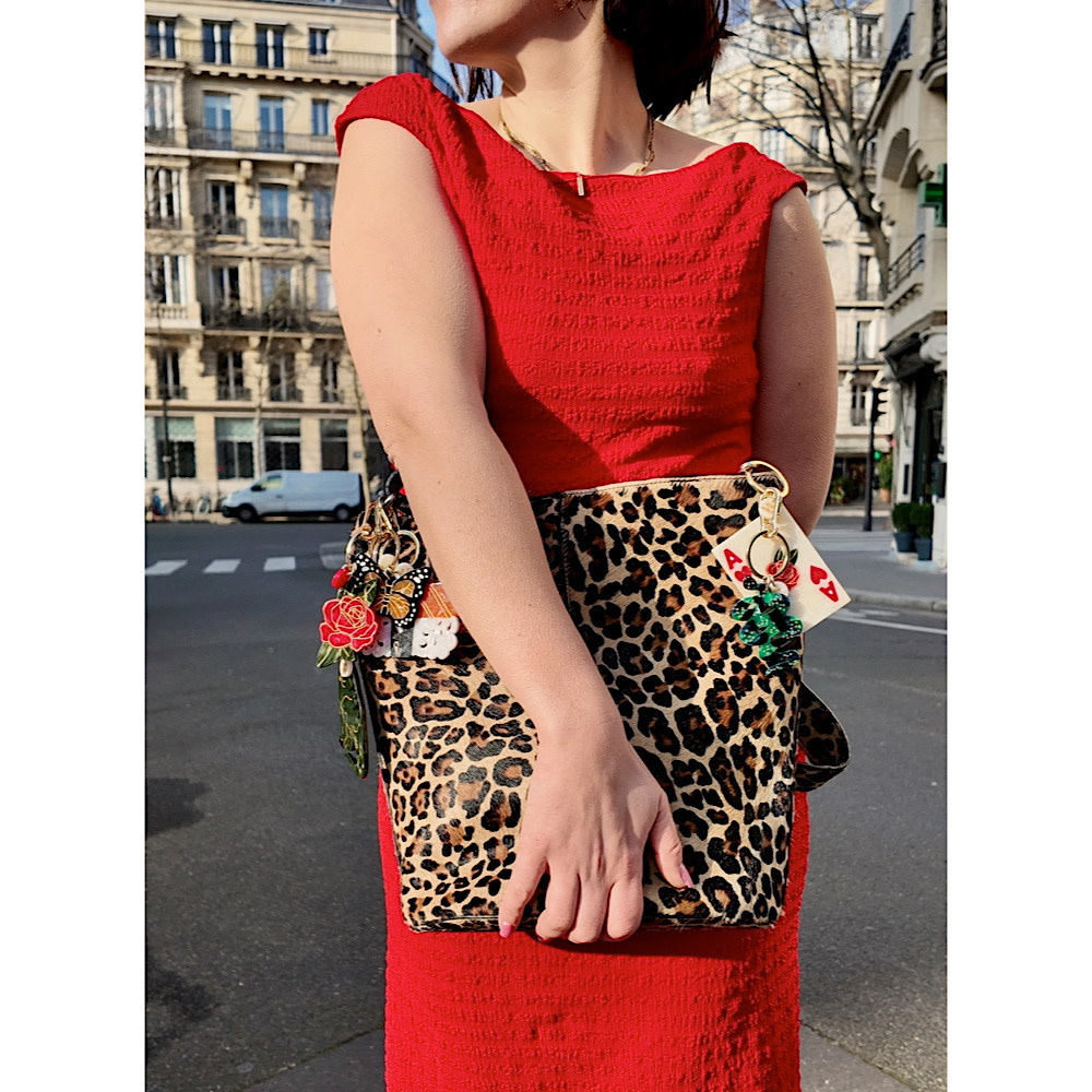 Bag Charm Keychain - Red Rose