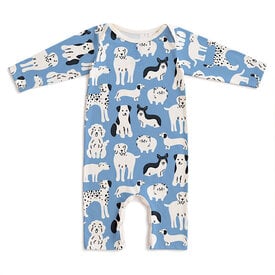 Winter Water Factory Winter Water Factory Long Sleeve Romper - Dog Parade Blue