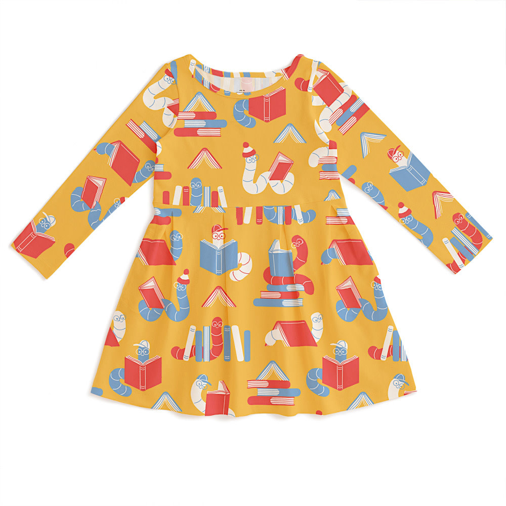 Winter Water Factory Winter Water Factory Madison Dress - Bookworms Yellow