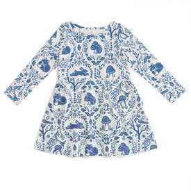 Winter Water Factory Winter Water Factory Madison Dress - Animal Tapestry Delft Blue