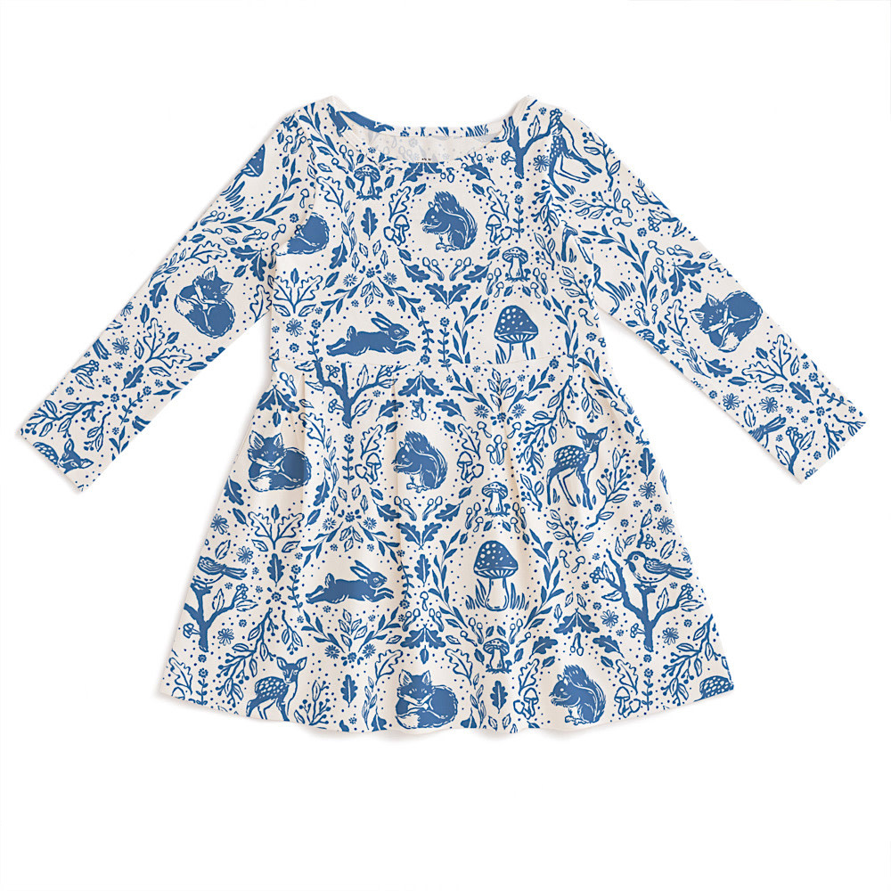Winter Water Factory Winter Water Factory Madison Dress - Animal Tapestry Delft Blue