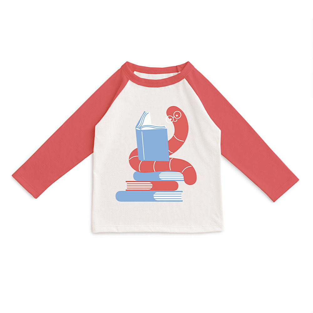 Winter Water Factory Baseball Tee - Bookworm Scarlet Red