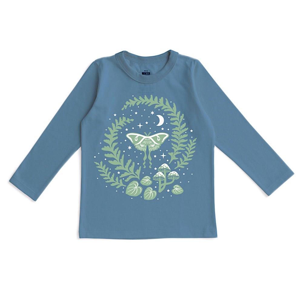 Winter Water Factory Winter Water Factory Long Sleeve Graphic Tee - Luna Moth Lake Blue