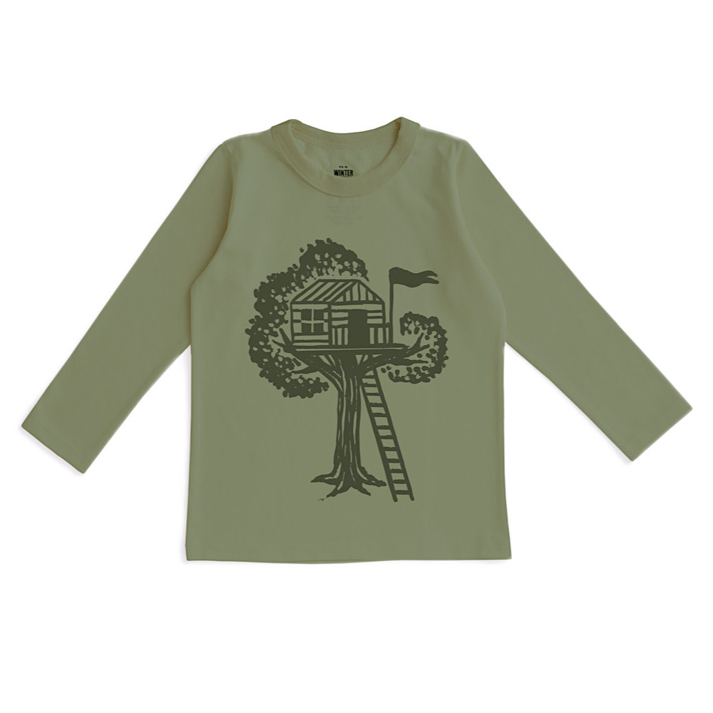 Winter Water Factory Long Sleeve Graphic Tee - Treehouse Forest Green