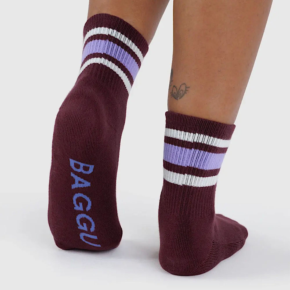 Baggu Ribbed Socks - Mahogany Stripe