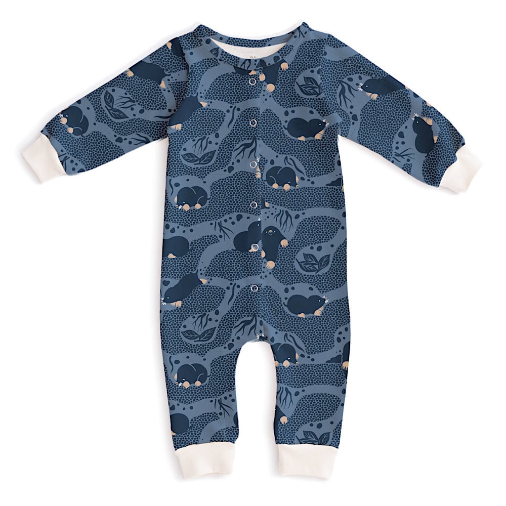 Winter Water Factory French Terry Jumpsuit - Moles Blue 18M