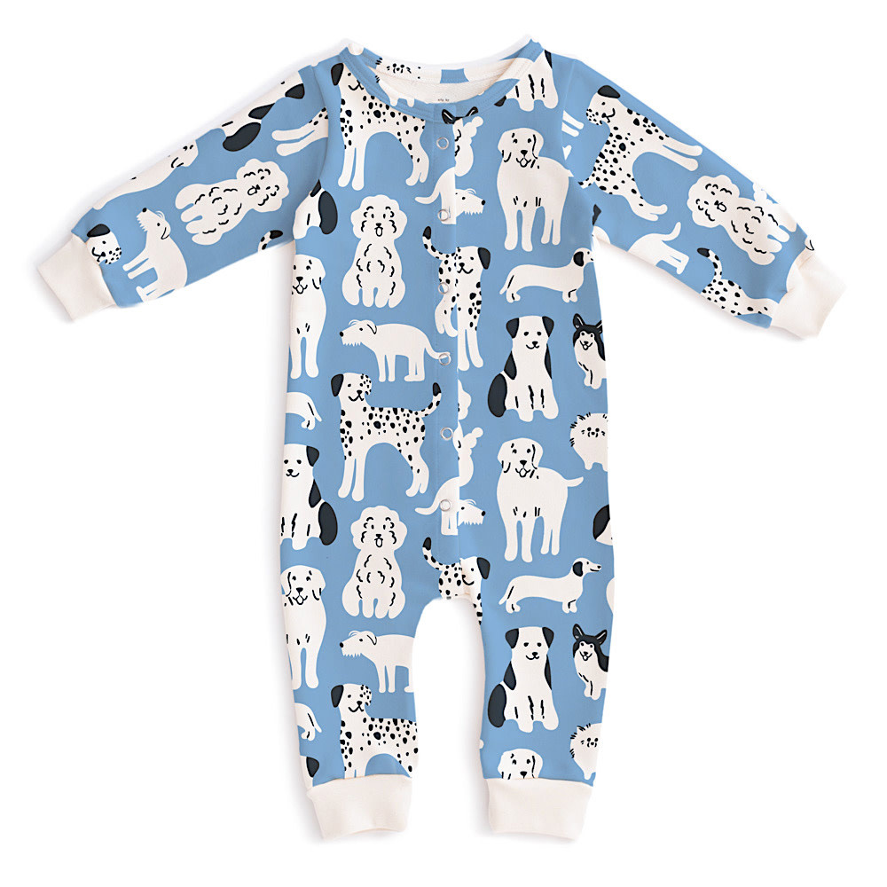 Winter Water Factory French Terry Jumpsuit - Dog Parade Blue