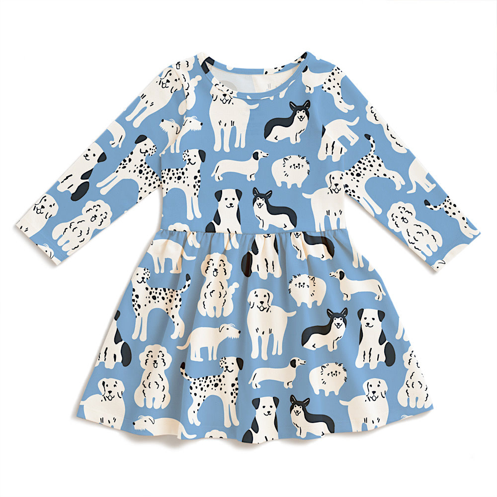 Winter Water Factory Calgary Dress - Dog Parade Blue