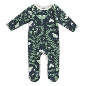 Winter Water Factory Winter Water Factory Long Sleeve Footed Romper - Luna Moths Night Sky
