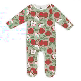Winter Water Factory Winter Water Factory Long Sleeve Footed Romper - Apples Red & Green