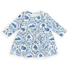 Winter Water Factory Winter Water Factory Lausanne Baby Dress - Animal Tapestry Delft Blue