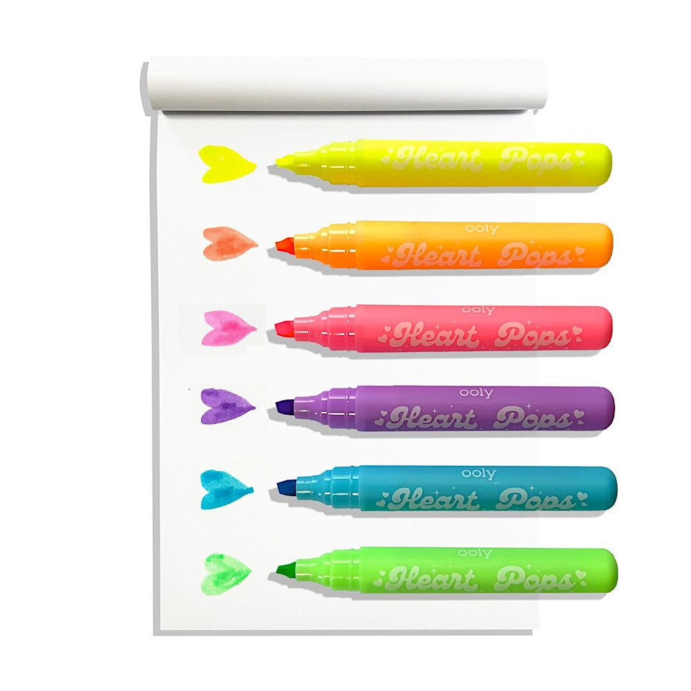 Ooly - Heart Pops: Neon Highlighters - Set of 6