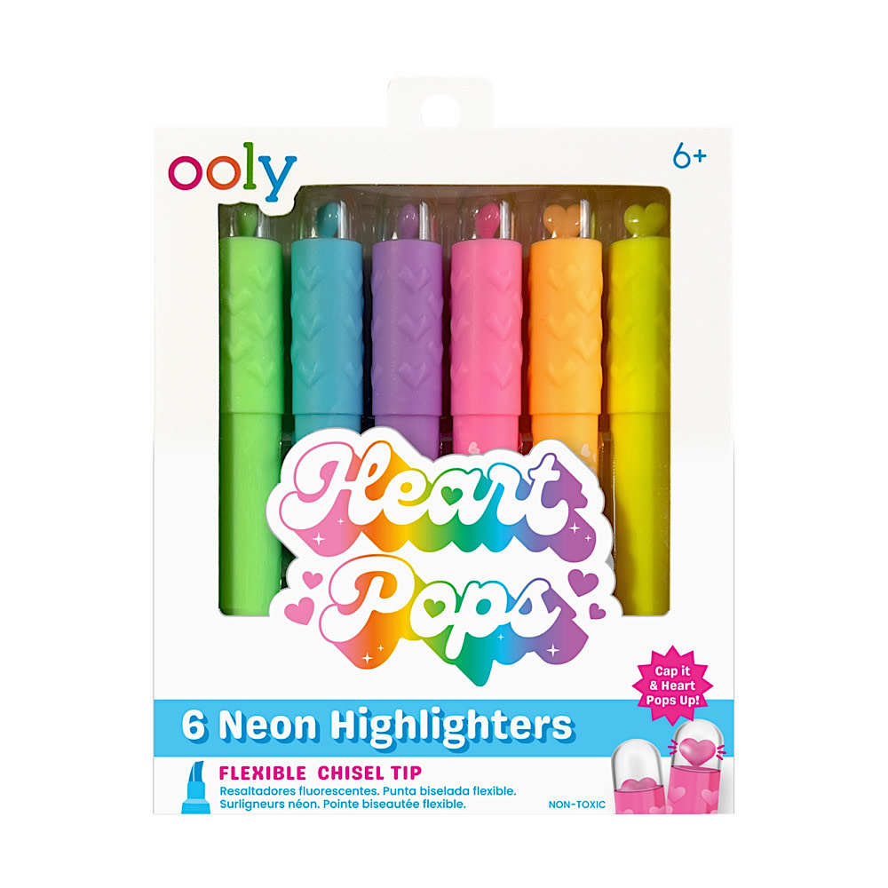 Ooly - Heart Pops: Neon Highlighters - Set of 6