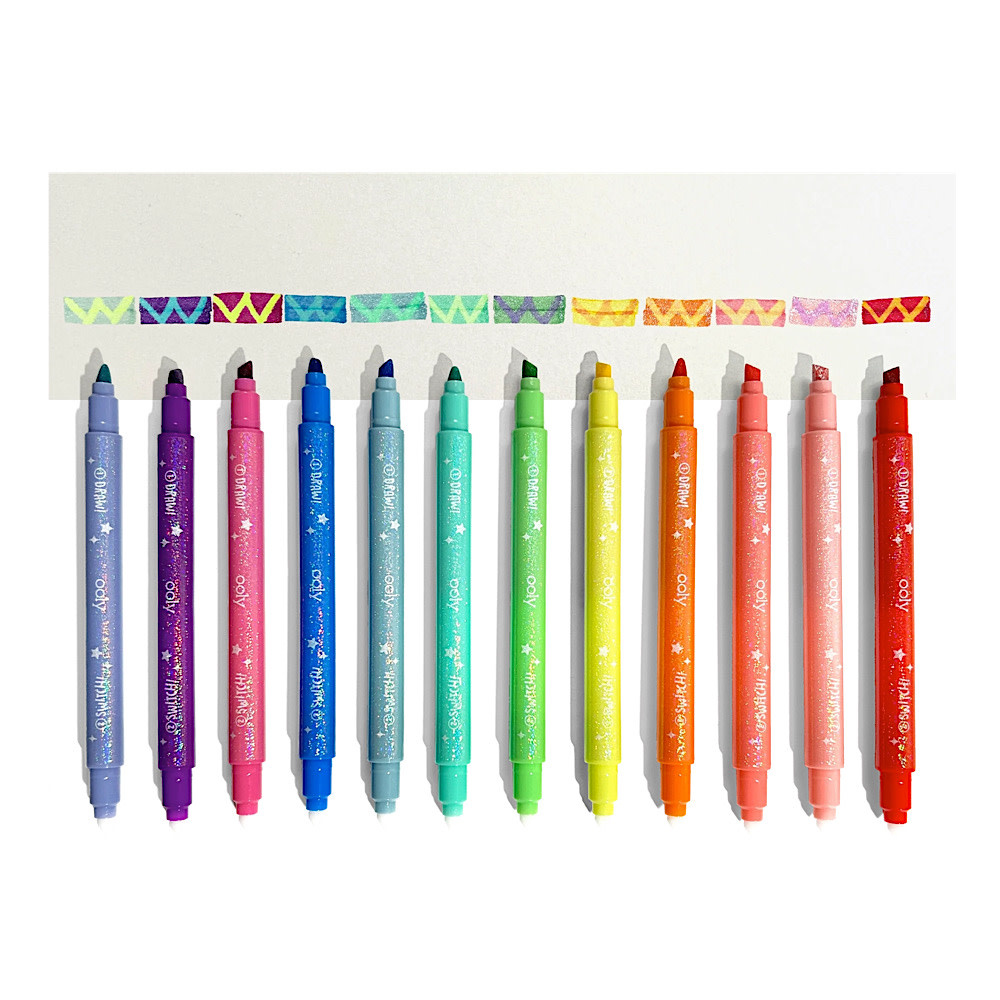Ooly - Switch-Eroo Sparkle Glittery Color Changing Markers - Set of 12