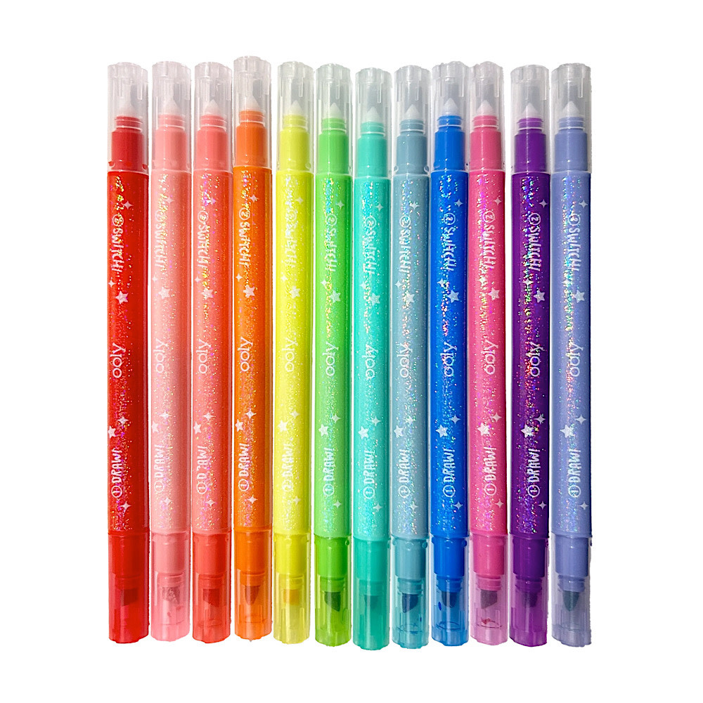 Ooly Ooly - Switch-Eroo Sparkle Glittery Color Changing Markers - Set of 12