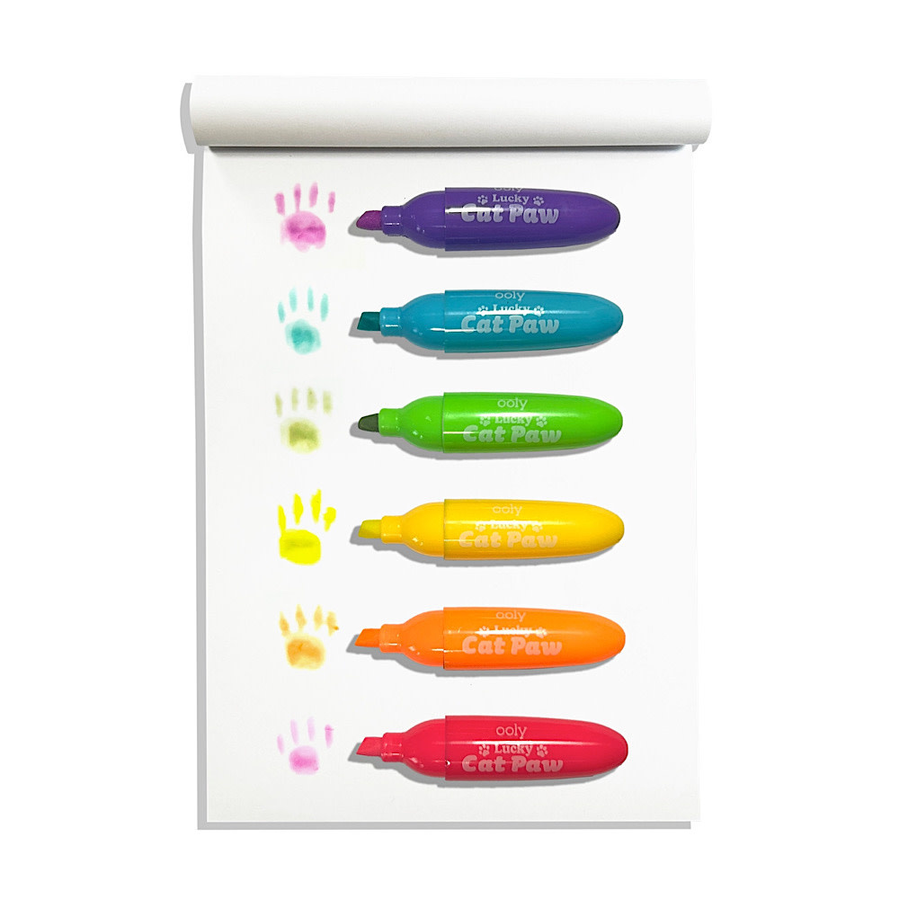 Ooly - Lucky Cat Paw: Neon Highlighters - Berry Scent - Set of 6