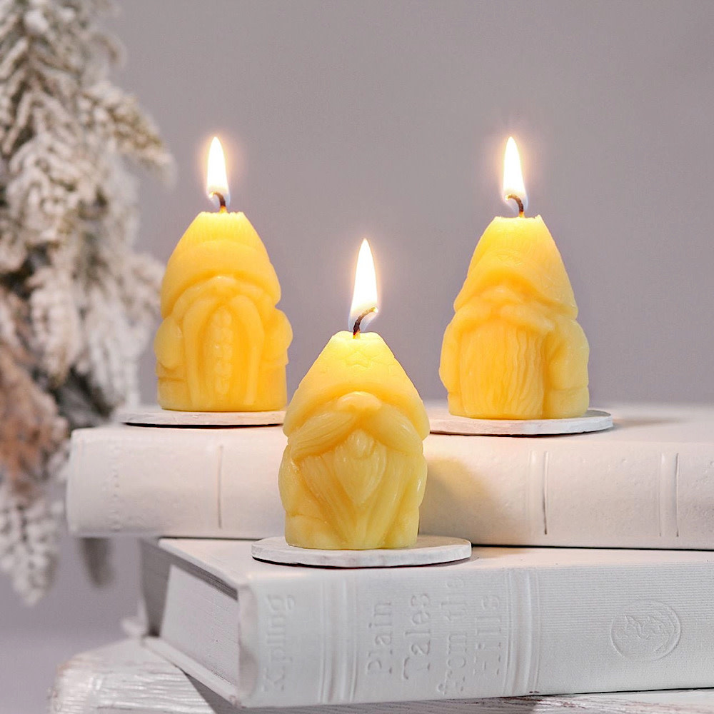 Big Dipper Wax Works Beeswax Candle - Holiday Gnomes - Pack of 3
