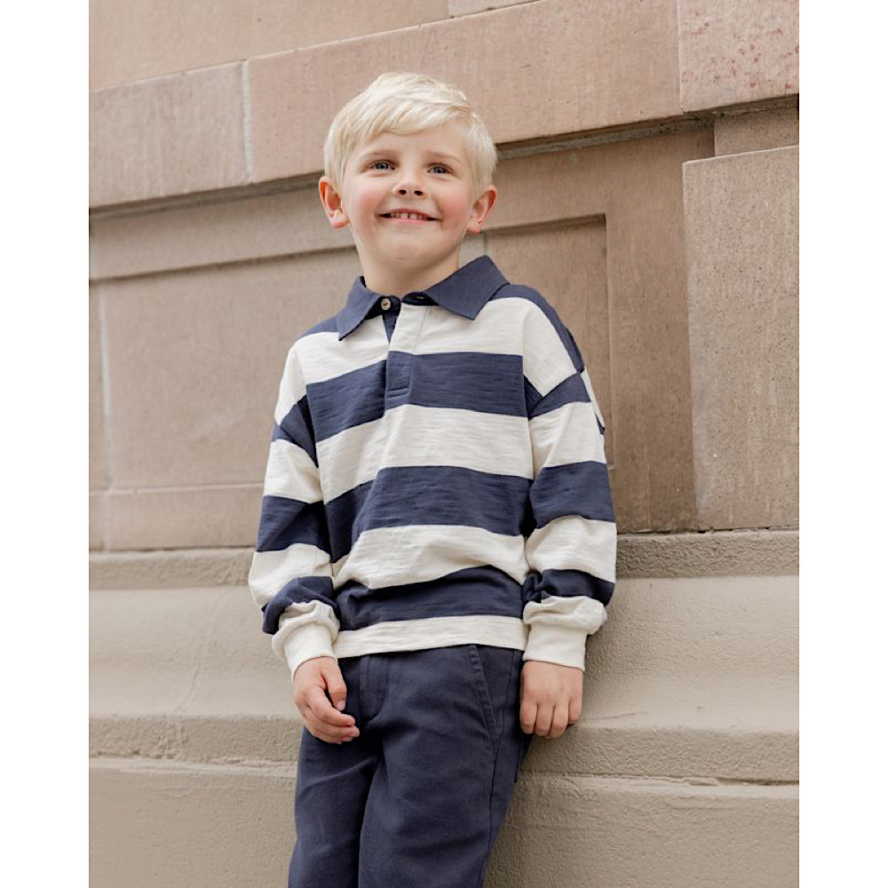 Rylee  + Cru Rugby Polo - Navy Stripe