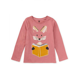 Tea Collection Tea Collection Reading Fox Double Sided Tee - Antique Rose