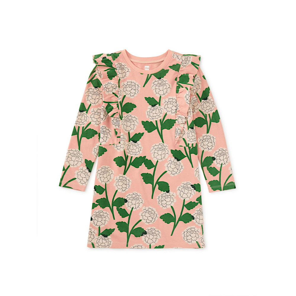 Tea Collection Tea Collection A-Line Ruffle Shoulder Dress - Chrysanthemums