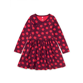 Tea Collection Tea Collection Long Sleeve Wrap Neck Dress - Simple Chrysanthemums